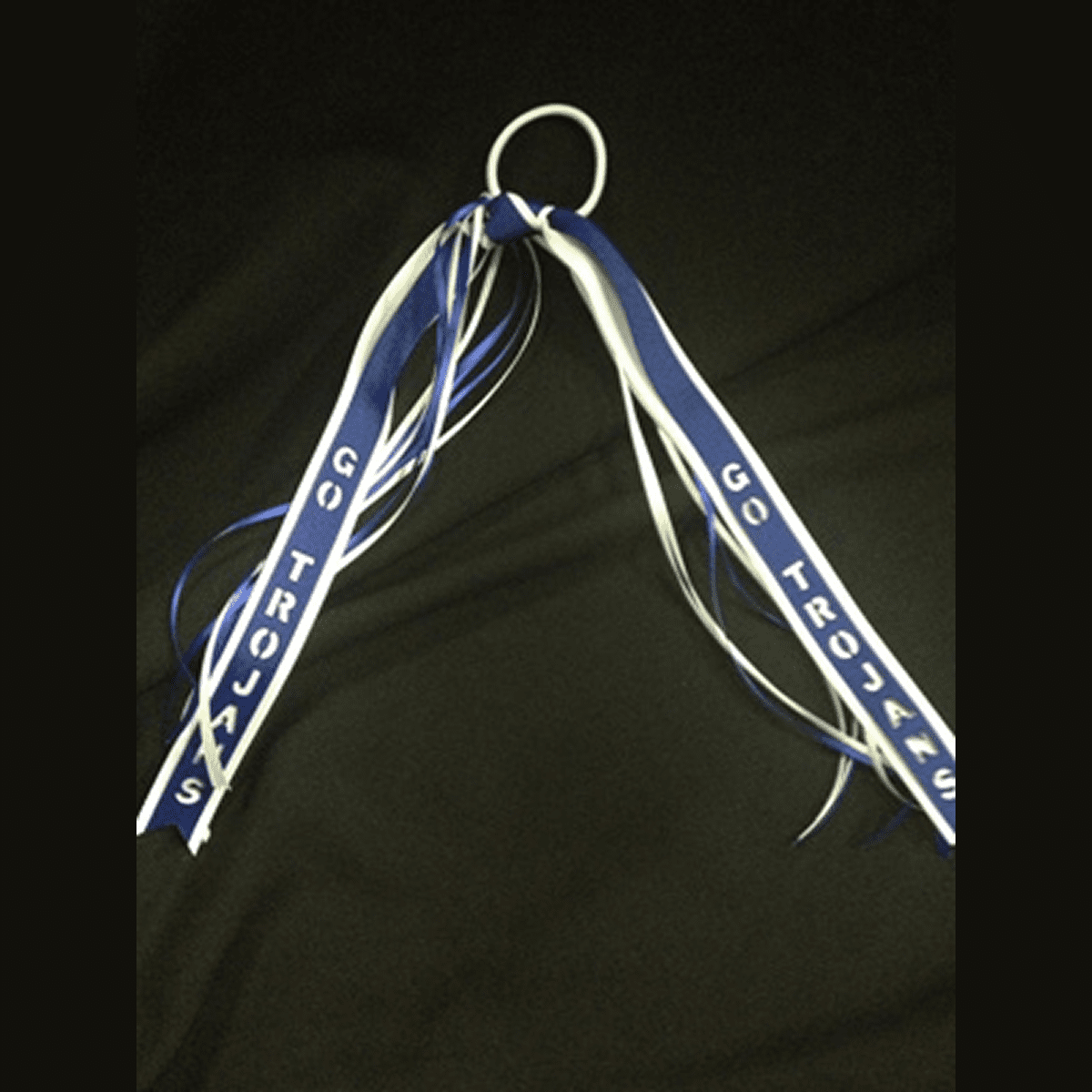 Cheerleading ribbons with "Go Trojans" text
