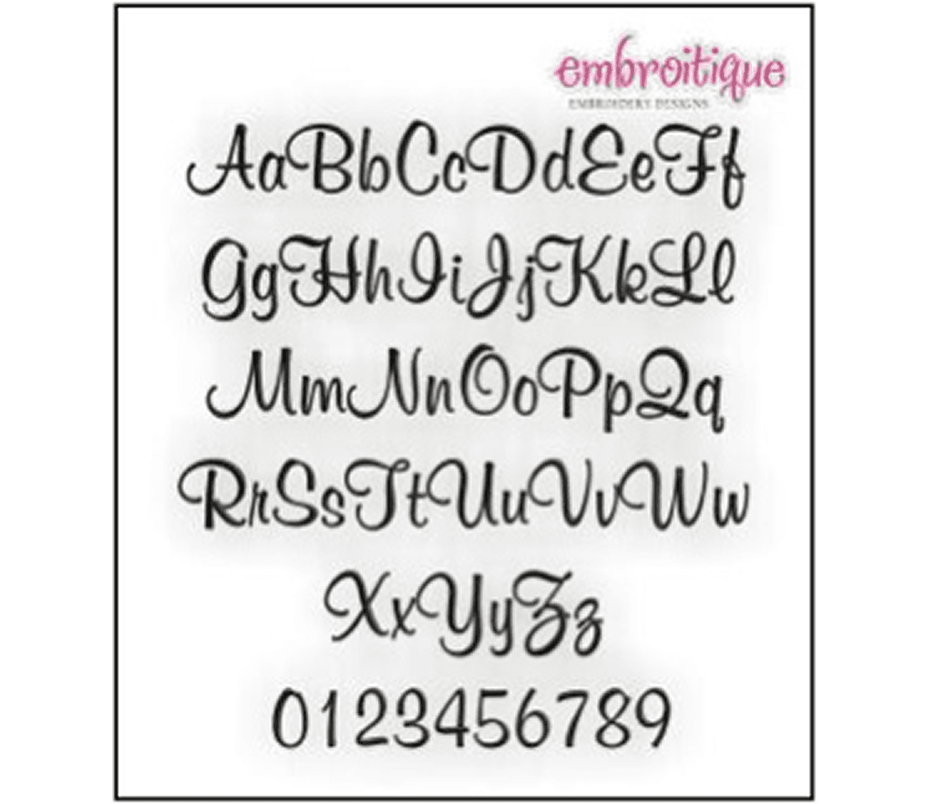 Script-style letters and numbers set