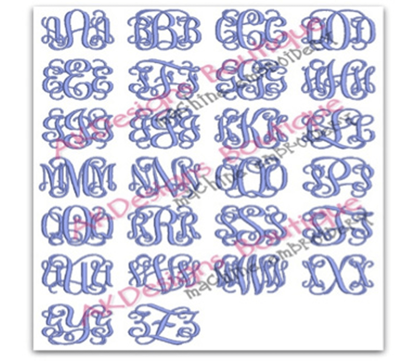 Stylish cursive alphabet patterns