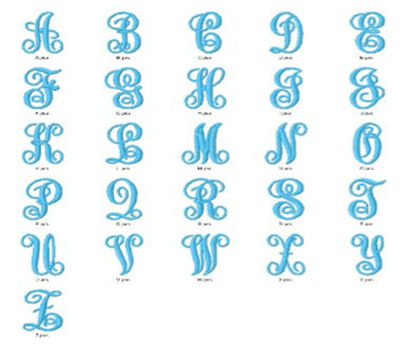 Decorative blue initials design
