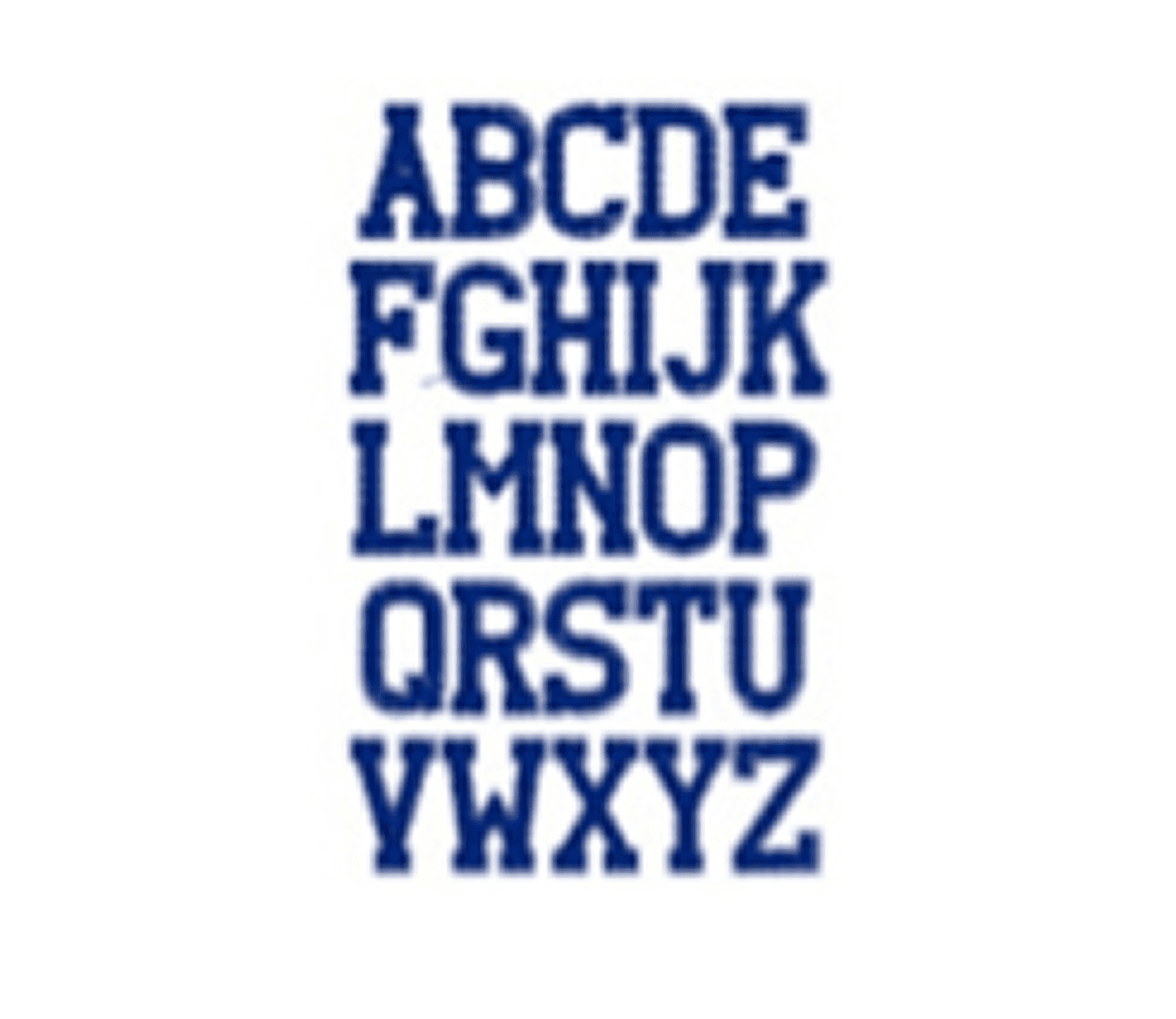 Alphabet letters in bold blue font