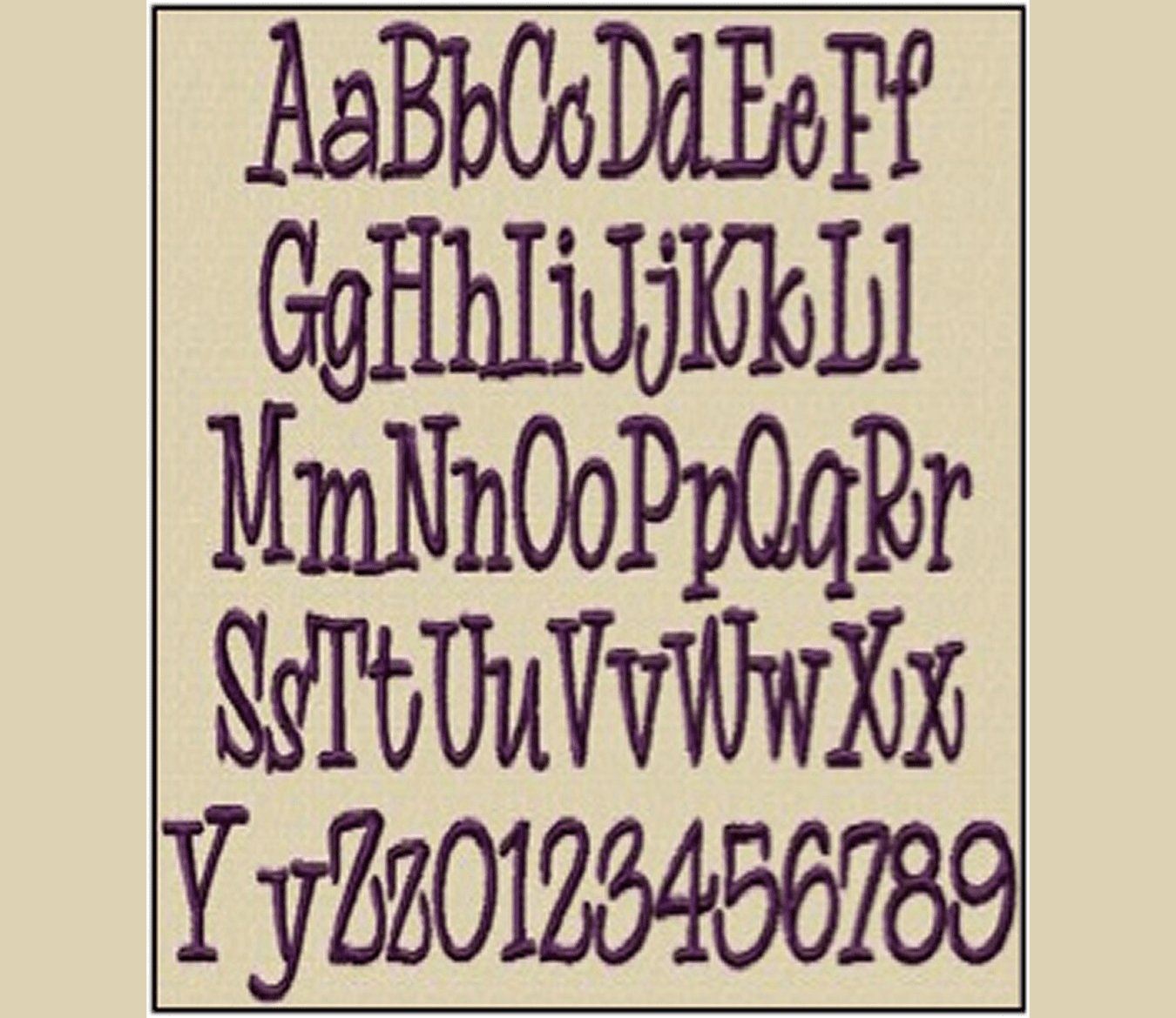 Alphabet and numbers in decorative font