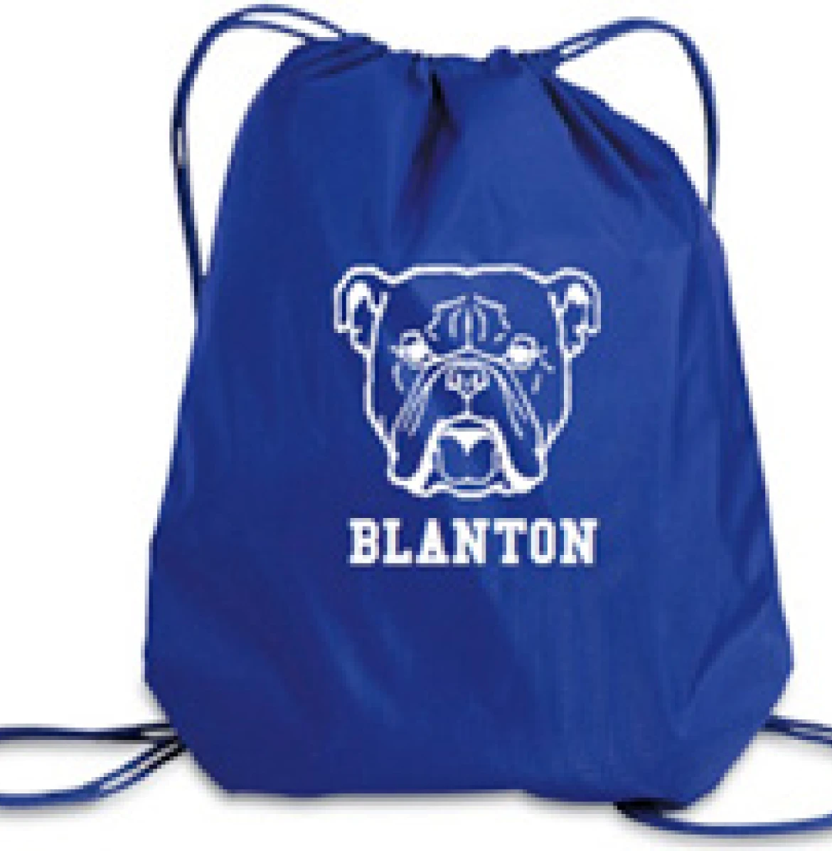 Bulldog print on blue drawstring backpack